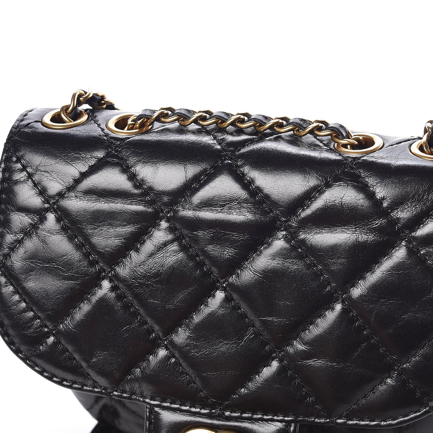 Aged Calfskin Small Bubble CC Flap Black