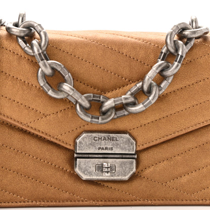 Chanel Metallic Calfskin Chevron Quilted Small Gabrielle Flap Gold 7 of 9
