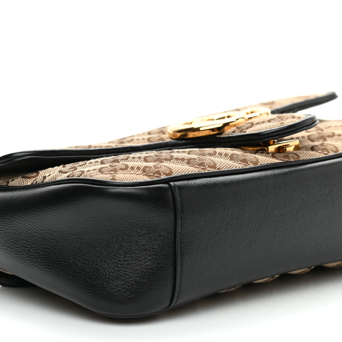 Monogram Matelasse Diagonal Small GG Marmont Shoulder Bag Beige Black