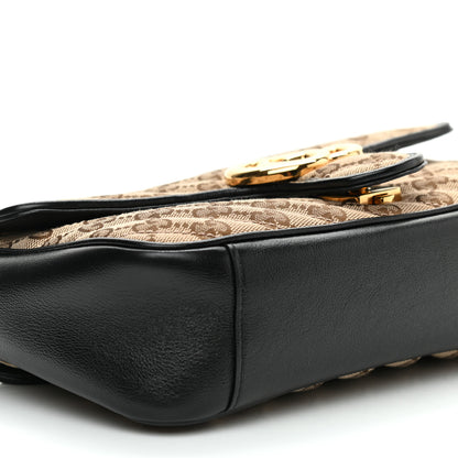 Gucci Monogram Matelasse Diagonal Small GG Marmont Shoulder Bag Beige Black 8 of 9
