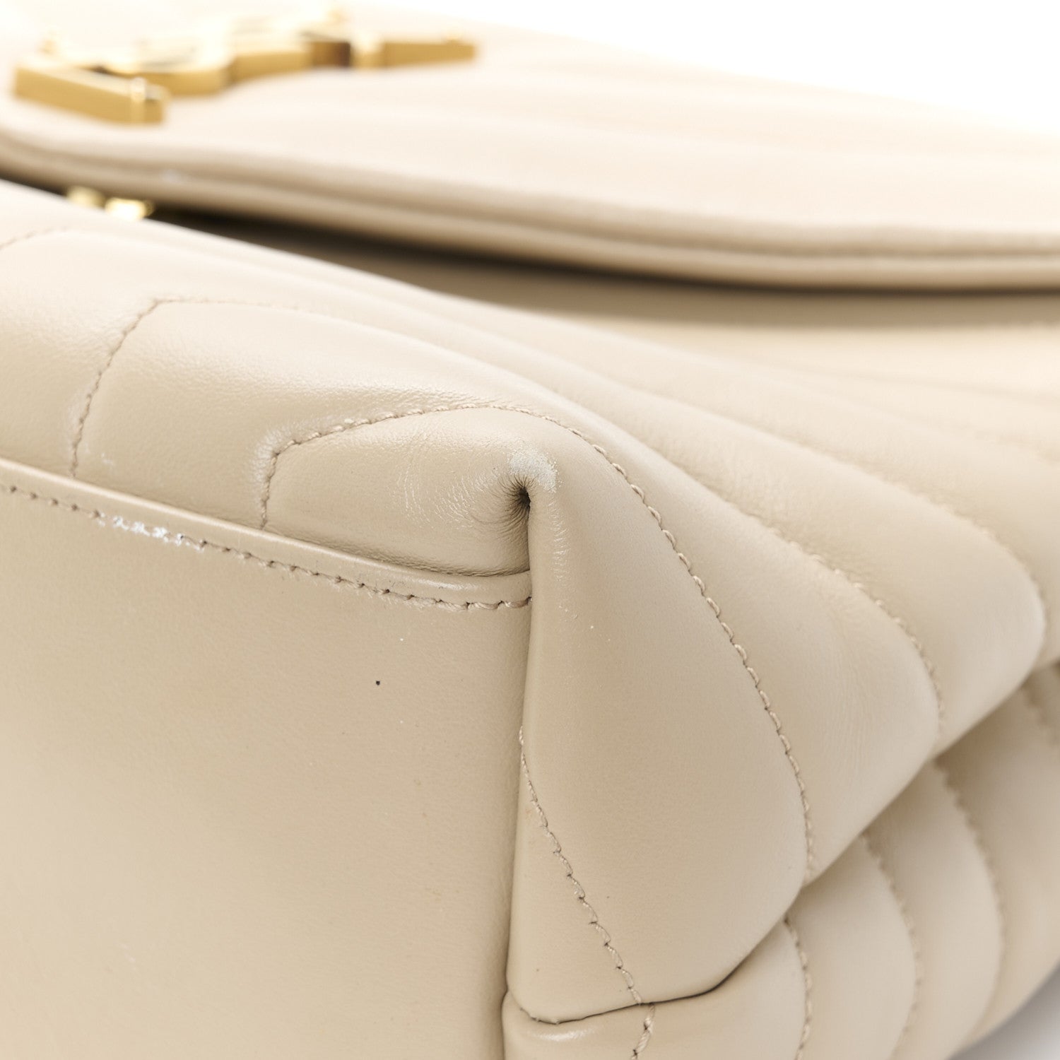 Saint Laurent Calfskin Y Quilted Monogram Medium Loulou Chain Satchel Dark Beige 14 of 14
