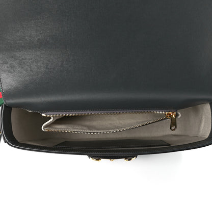 Gucci Azalea Calfskin Web Horsebit 1955 Shoulder Bag Graphite Grey 5 of 11