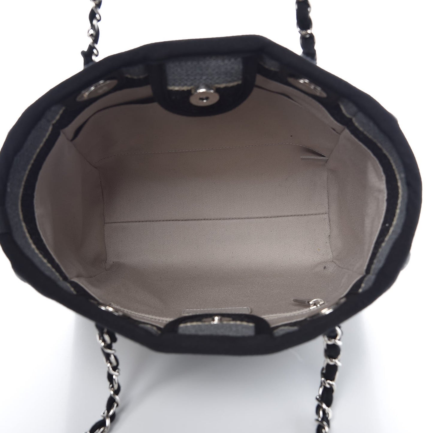 Striped Canvas Small Deauville Tote Grey Black