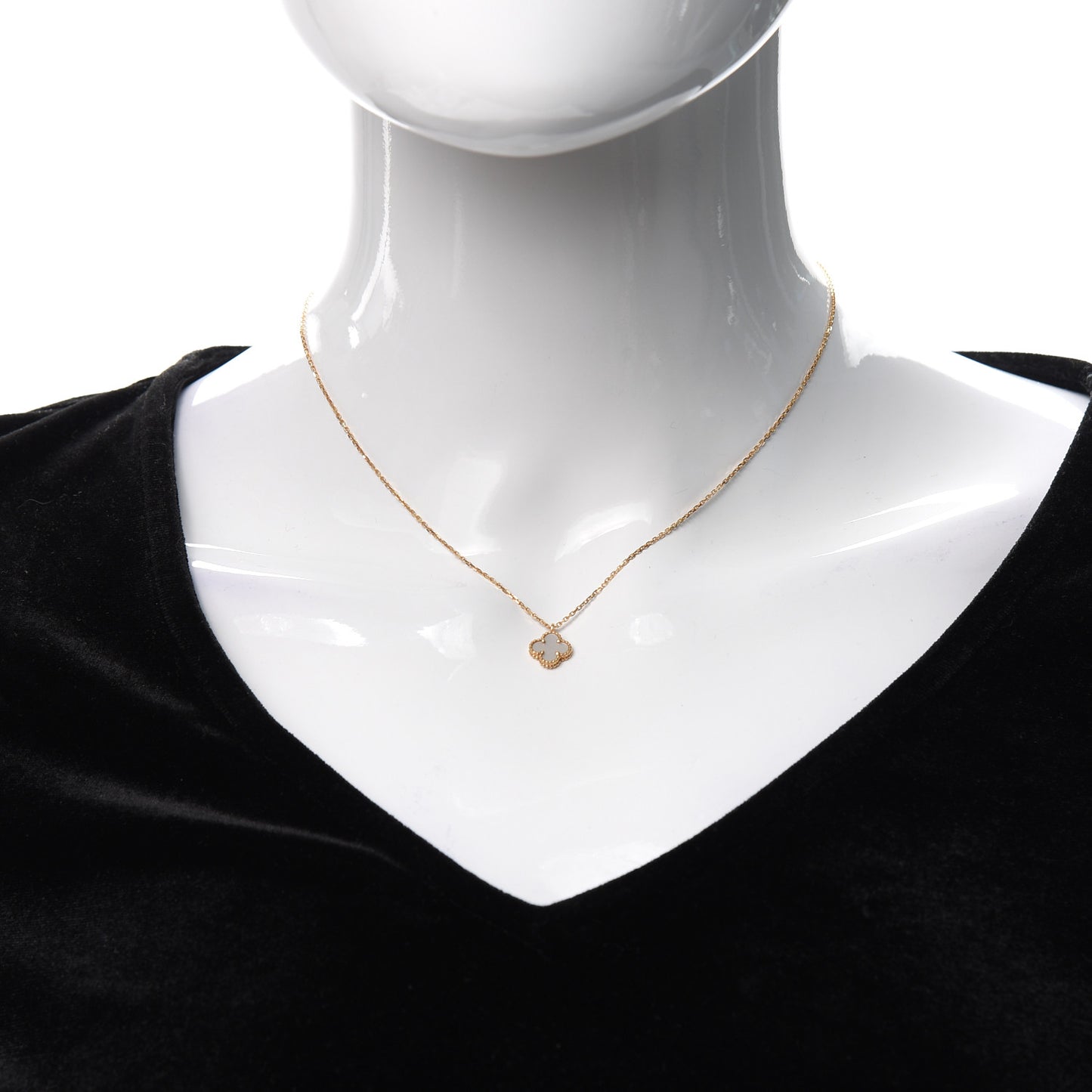 18K Yellow Gold Mother of Pearl Sweet Alhambra Pendant Necklace