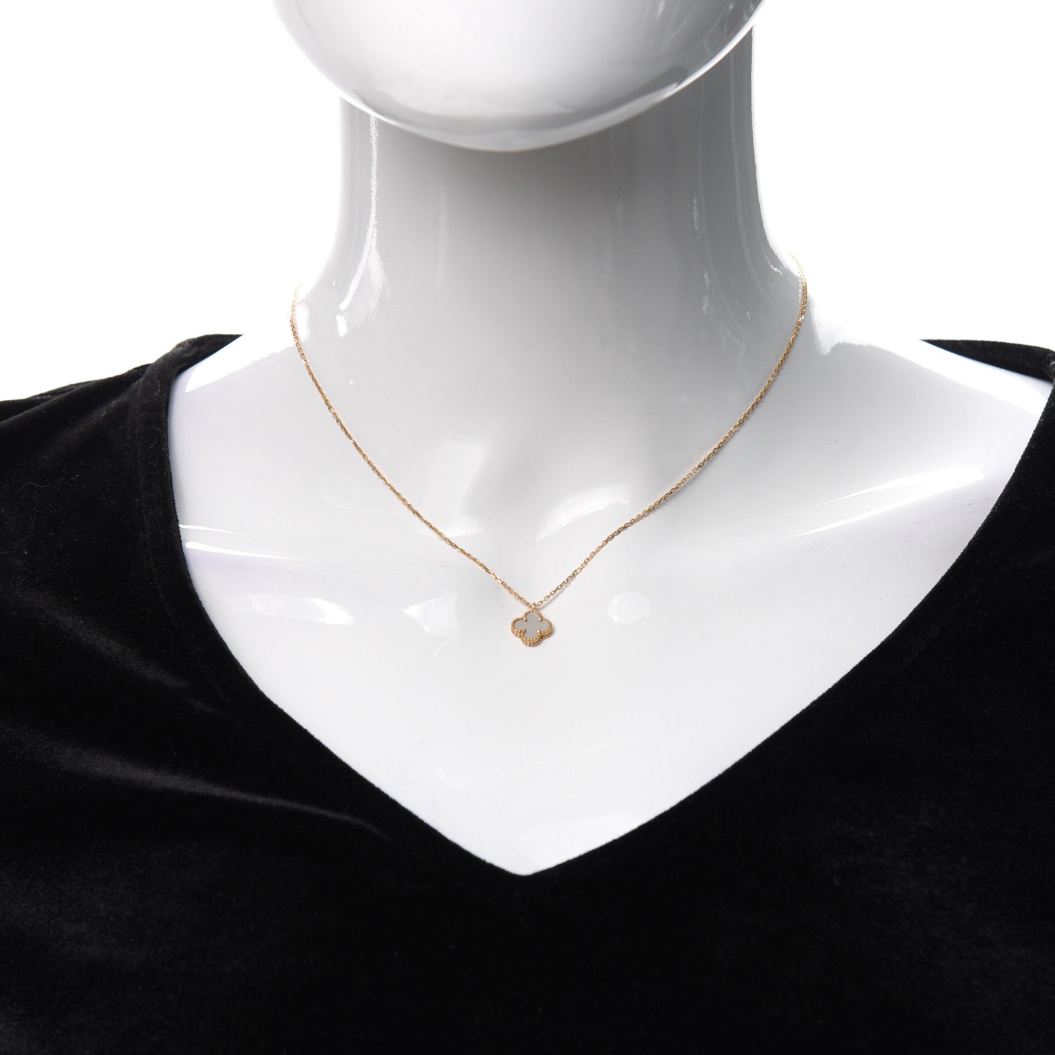 Van Cleef & Arpels 18K Yellow Gold Mother of Pearl Sweet Alhambra Pendant Necklace 2 of 6