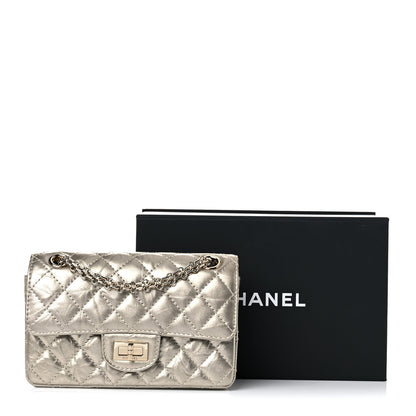 Chanel Metallic Aged Calfskin Quilted 2.55 Reissue Mini Flap Light Gold 10 of 10