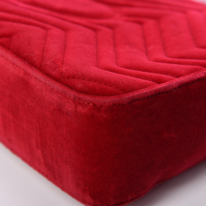 Gucci Velvet Matelasse Medium GG Marmont Shoulder Bag Hibiscus Red 10 of 18
