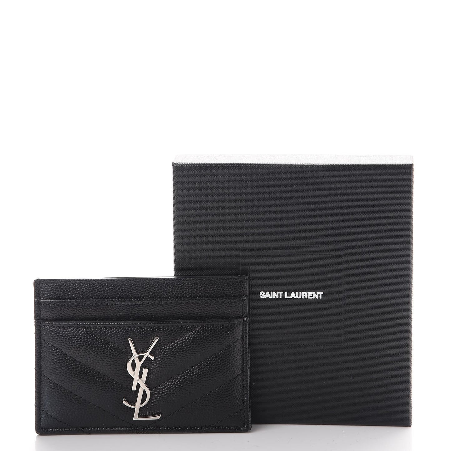 Grain De Poudre Matelasse Chevron Monogram Credit Card Case Black