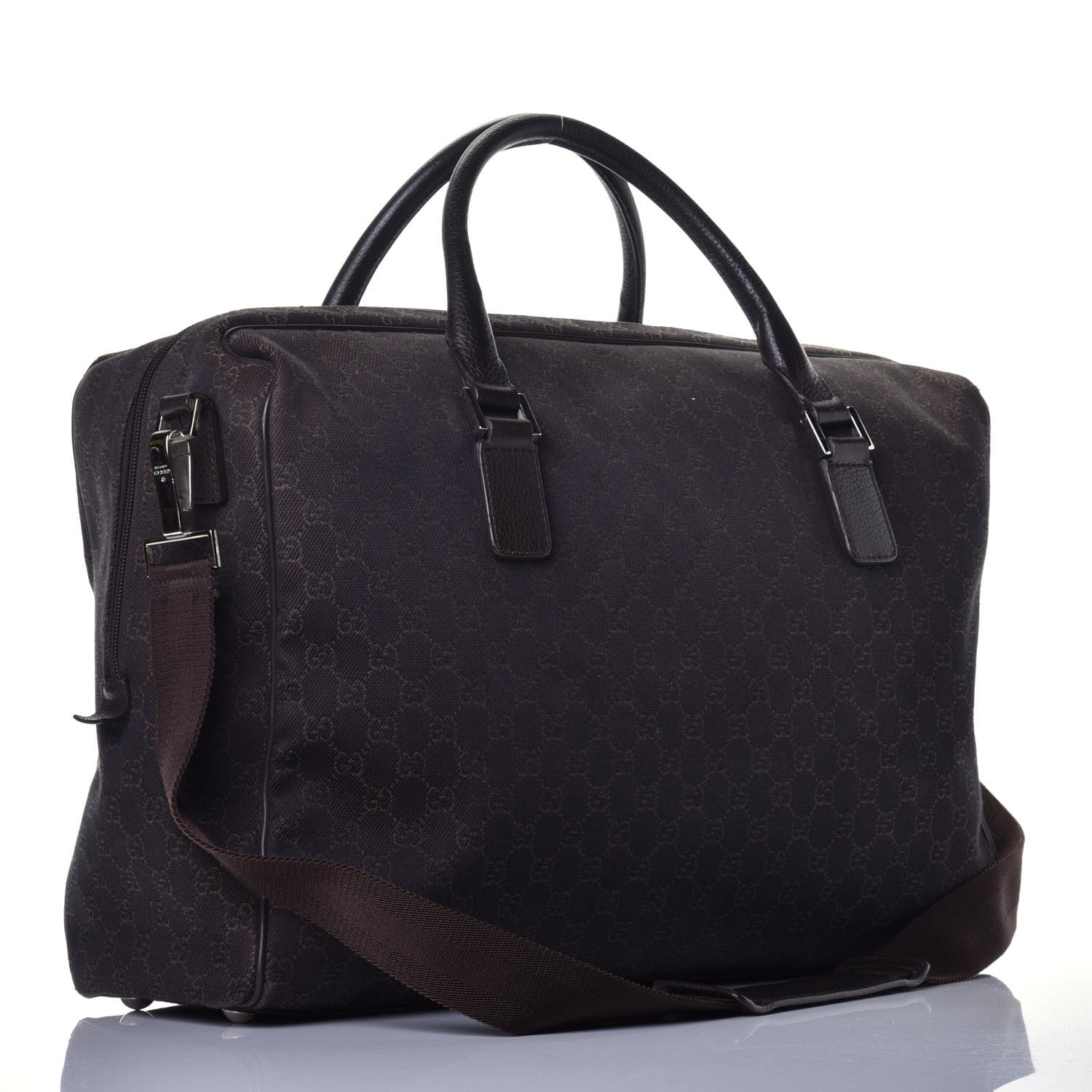Gucci Denim Monogram Large Carry On Duffle Dark Brown 4 of 10