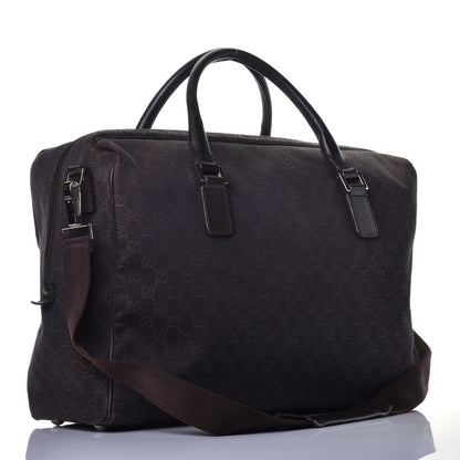 Gucci Denim Monogram Large Carry On Duffle Dark Brown 4 of 10