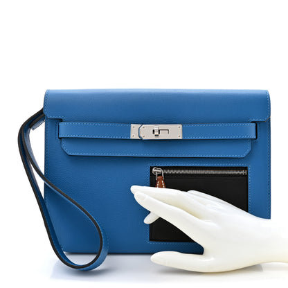 Hermes Evercolor Evergran Barenia Colormatic Kelly Depeches 25 Pouch Blue Hydra Black Fauve 2 of 7