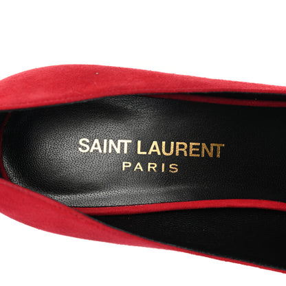 Saint Laurent Kid Scamosciato Classic Paris 105 Skinny Pumps 37.5 New Red 7 of 12