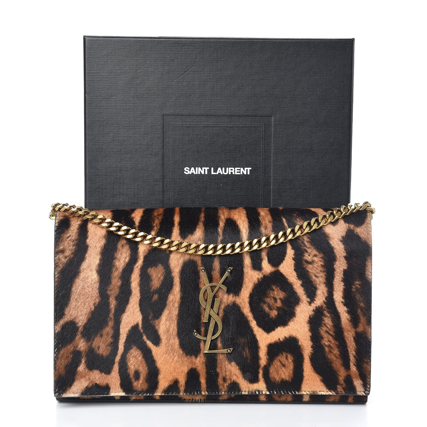 Calf Hair Monogram Chain Wallet Leopard