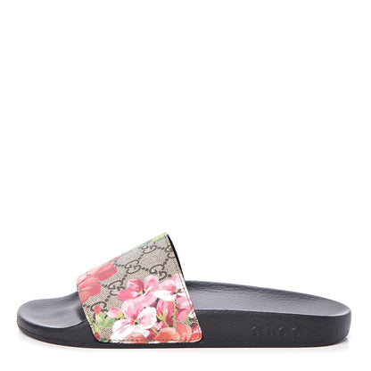 Gucci GG Supreme Monogram Blooms Slide Sandals 37 Beige Multicolor 1 of 13