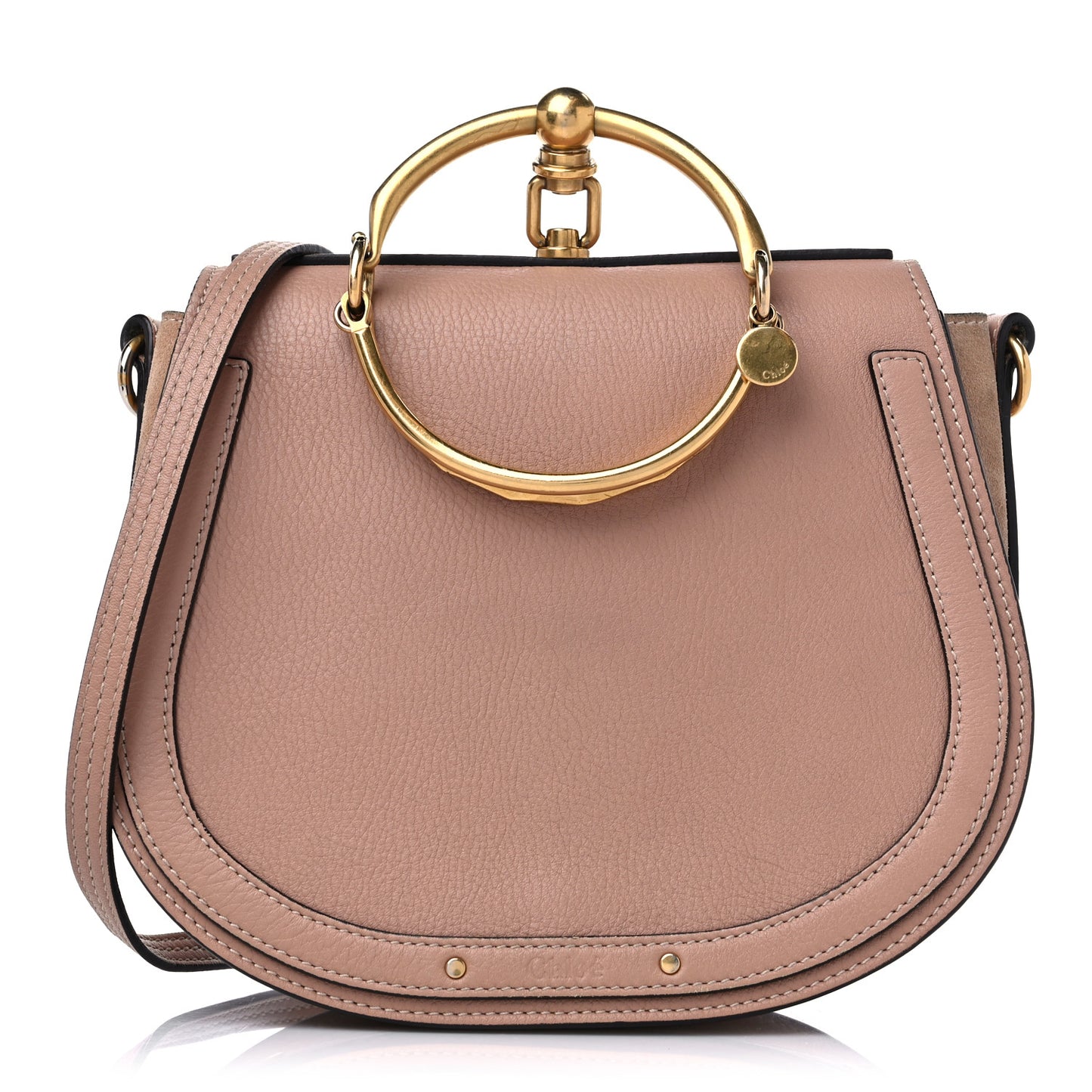 Calfskin Suede Medium Nile Bracelet Bag Biscotti Beige
