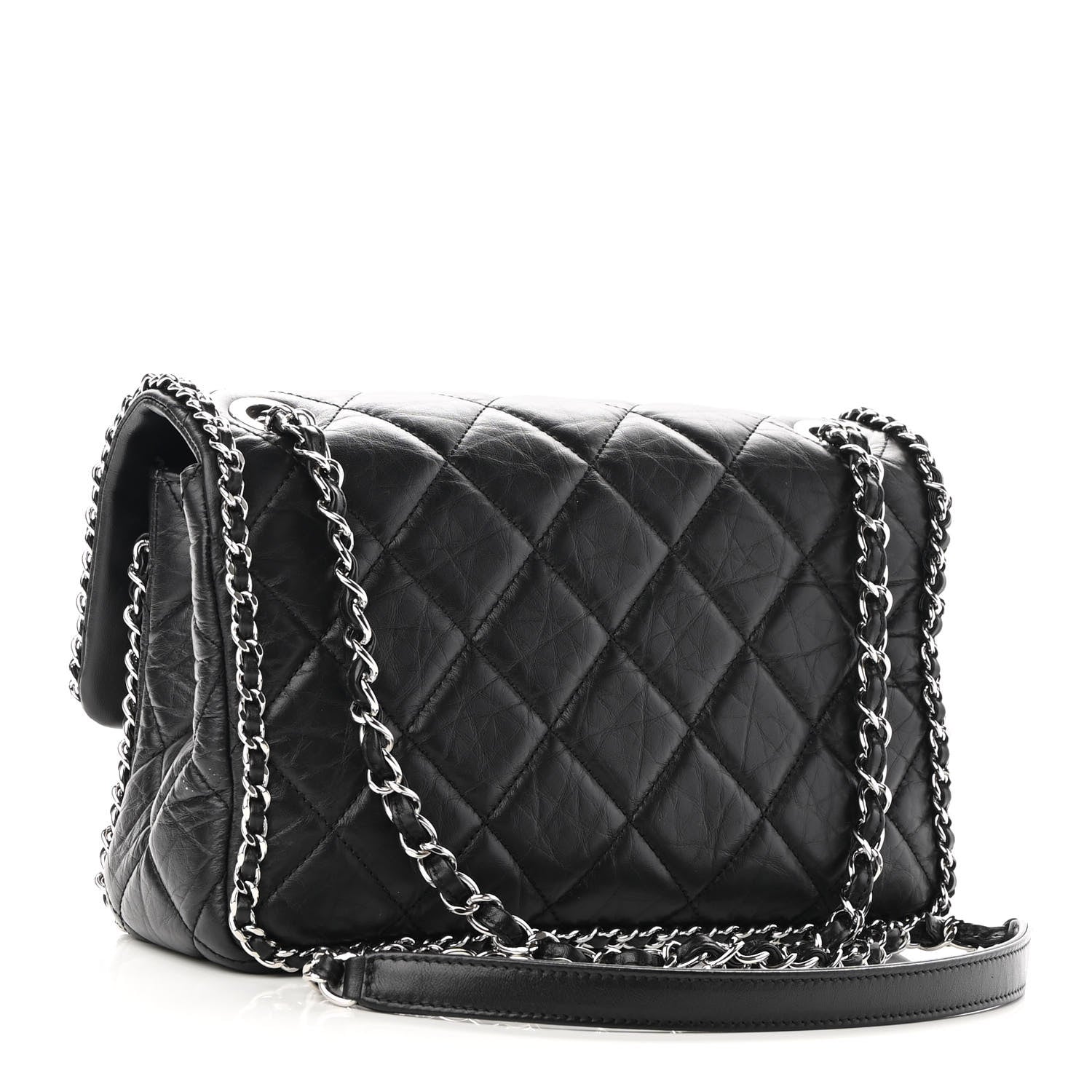 Chanel Crumpled Calfskin Medium Chain All Over Flap Black 3 of 10