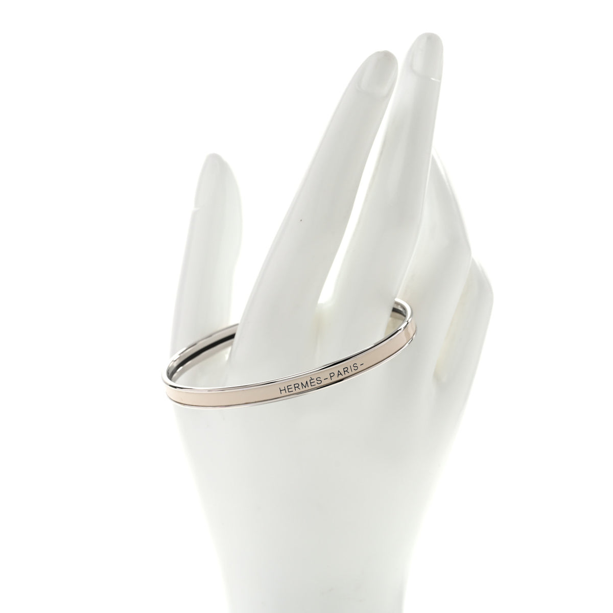Hermes Enamel Printed Extra Narrow Uni Bracelet 65 Creme 2 of 5