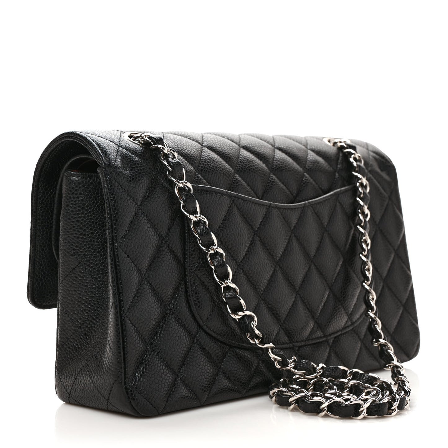 Caviar Quilted Medium Double Flap Black