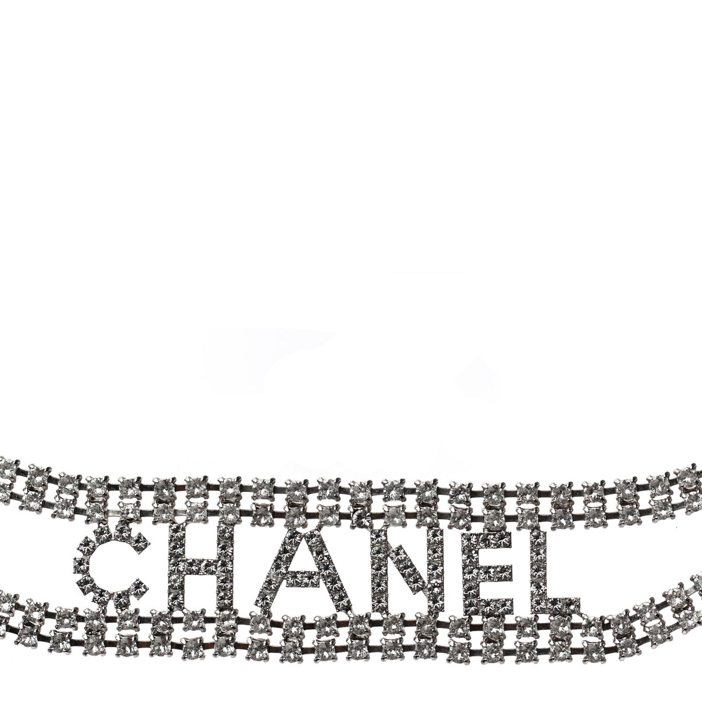 Crystal CC Logo Choker Necklace Silver