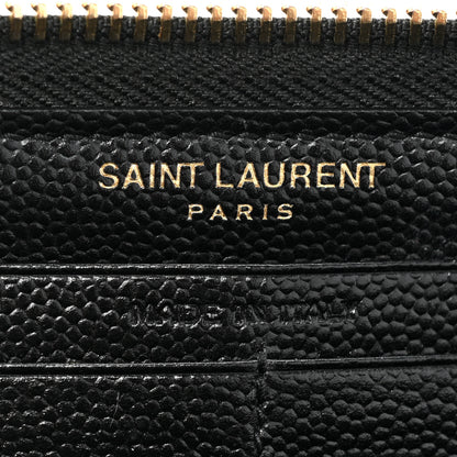 Saint Laurent Grain De Poudre Matelasse Chevron Monogram Zip Around Wallet Black 8 of 14