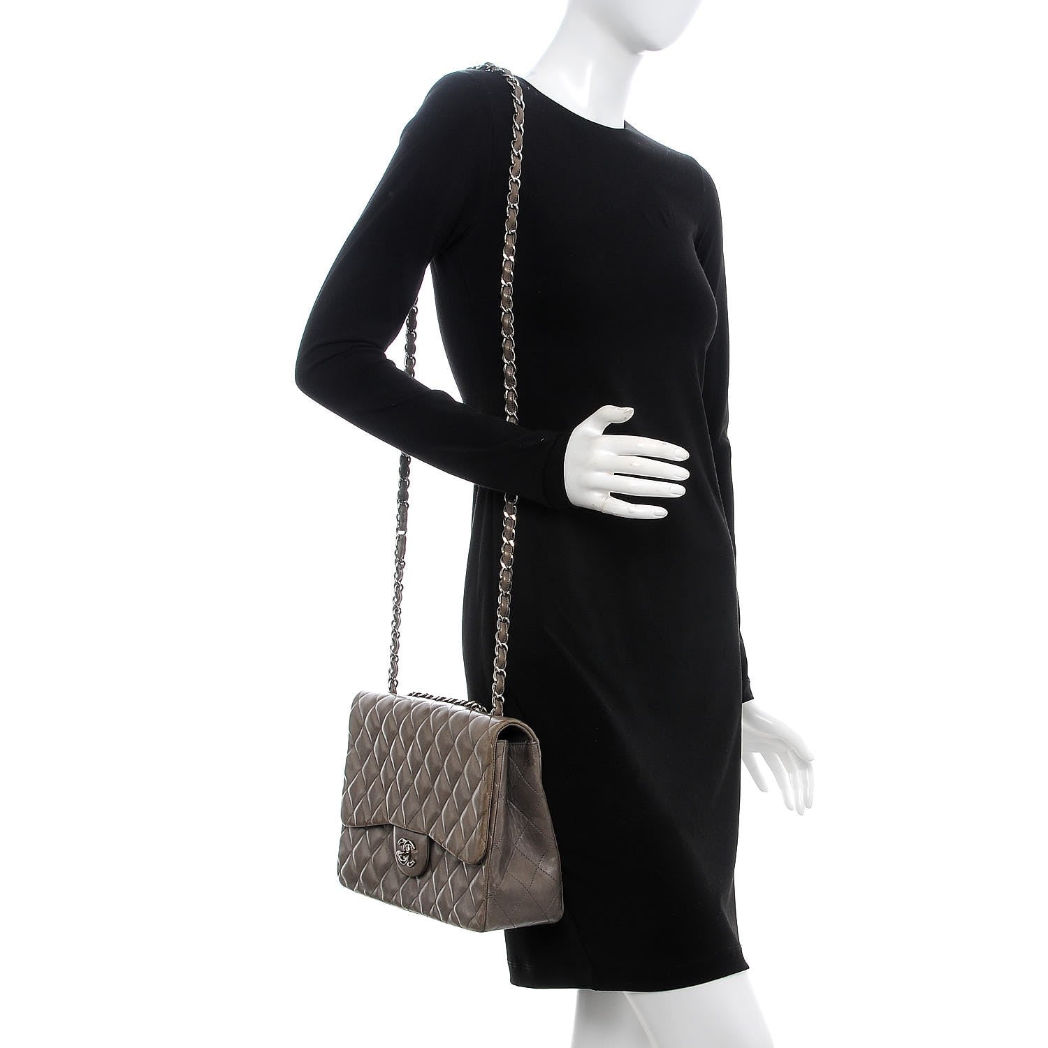 Chanel Lambskin Quilted Jumbo Single Flap Dark Grey 2 of 16