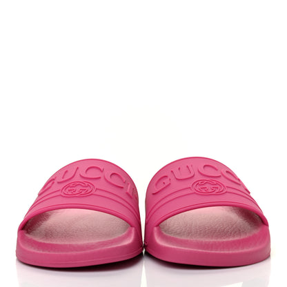 Gucci Rubber Womens Logo Slide Sandals 36 Fuchsia 2 of 8