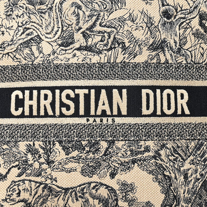 Christian Dior Canvas Embroidered Large Dioriviera Toile De Jouy Book Tote Black 7 of 12
