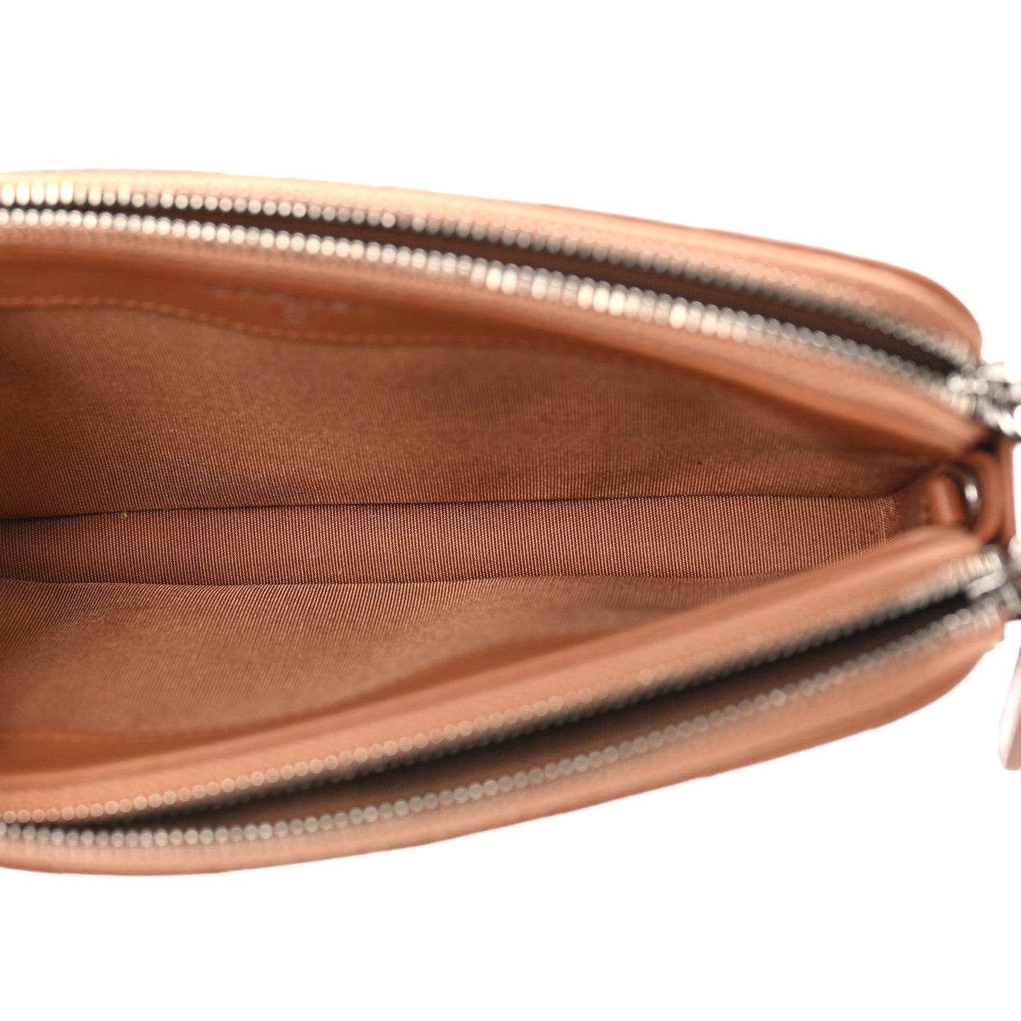 Lambskin Chevron Quilted Studded Small Clutch With Chain Beige