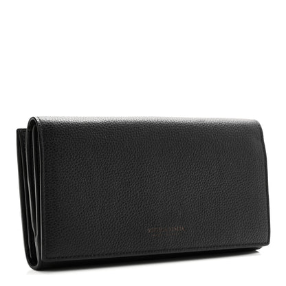 Bottega Veneta Grained Calfskin Flap Wallet Black 3 of 9