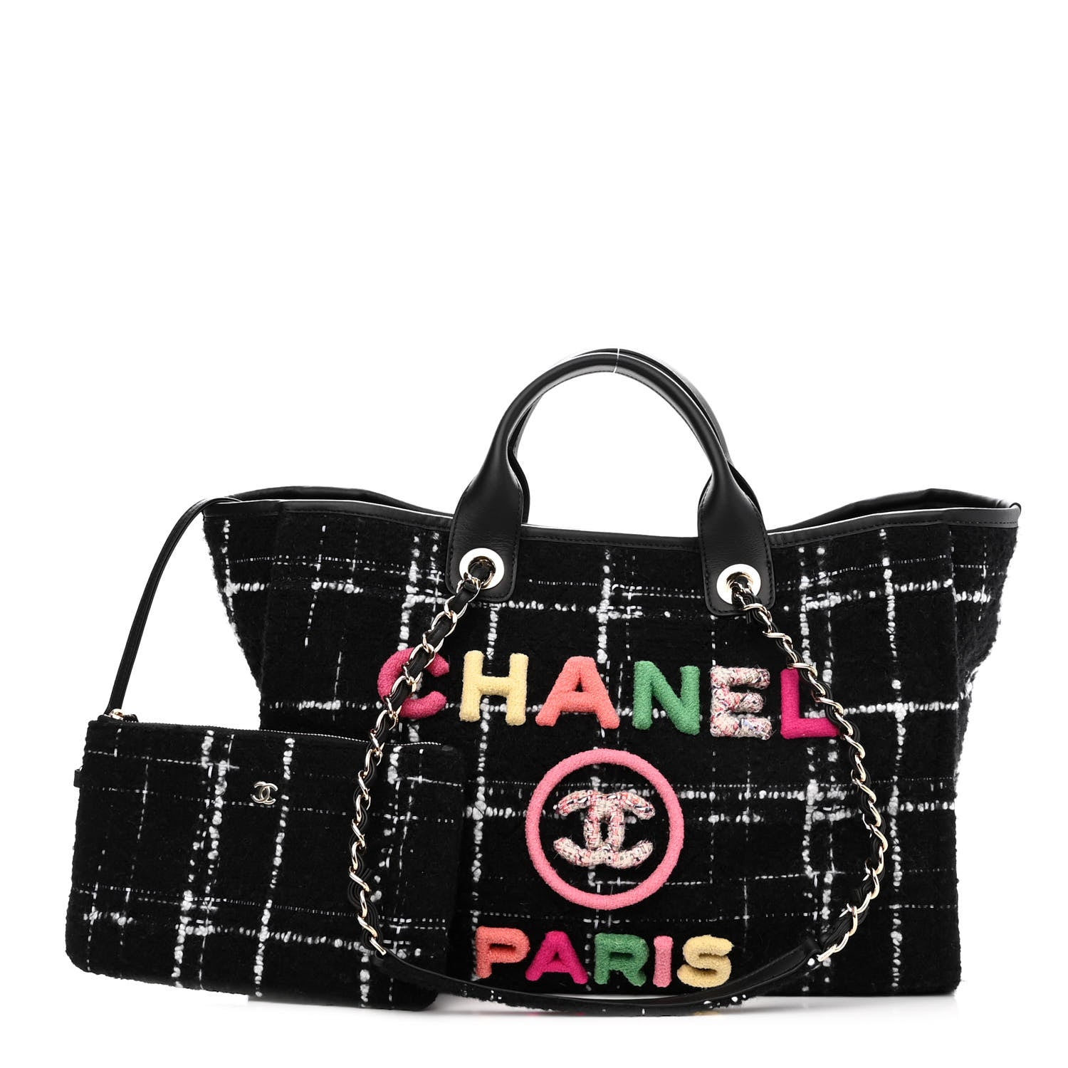 Chanel Tweed Medium Deauville Tote Black White Multicolor 1 of 10