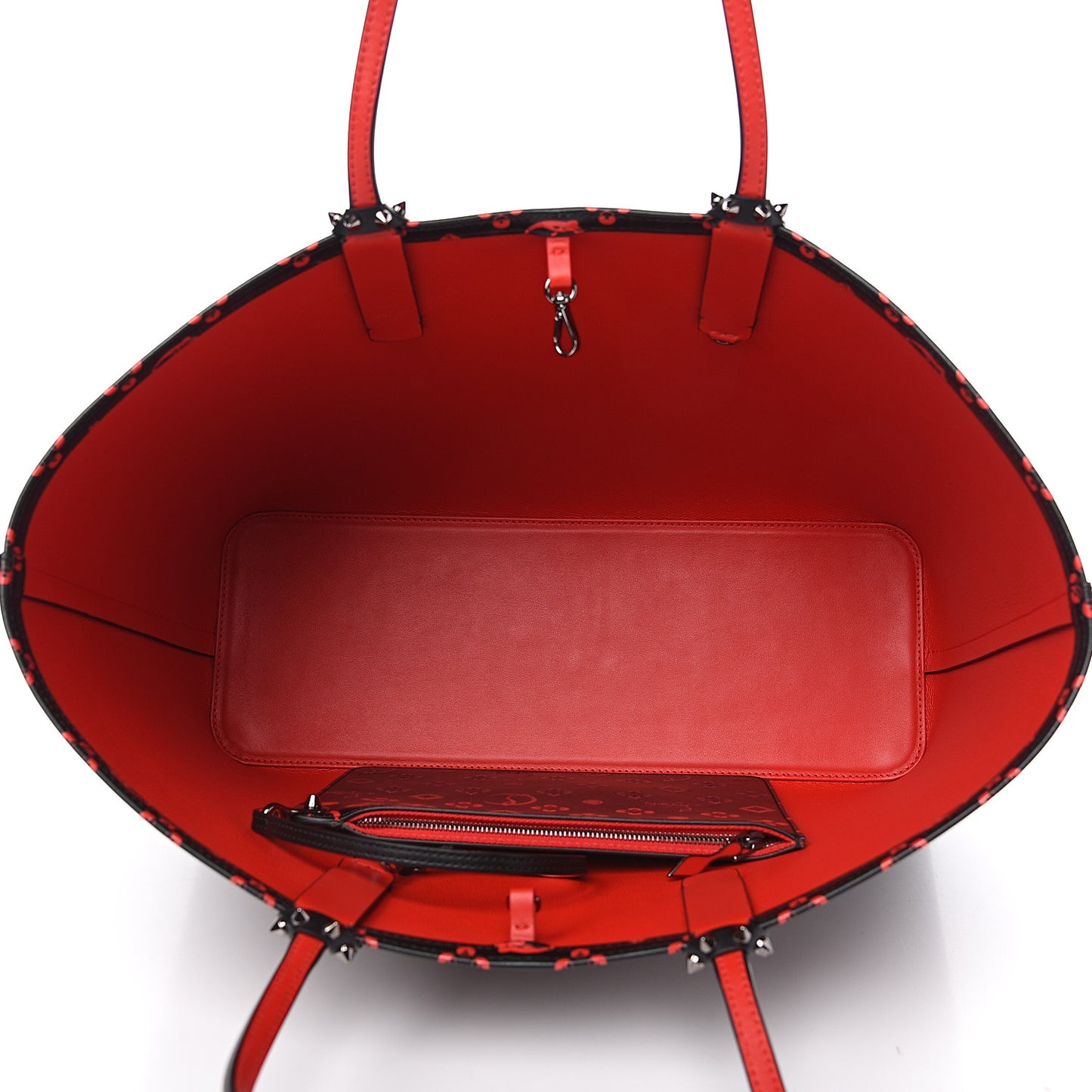 Perforated Calfskin Degrade Loubinthesky East West Cabata Tote Black Red