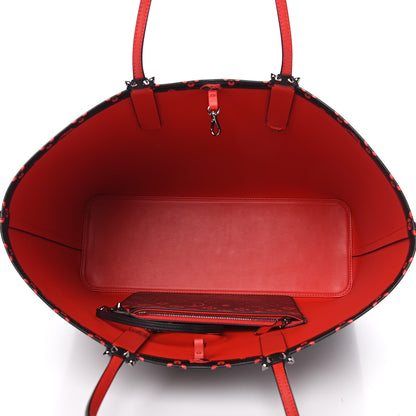 Christian Louboutin Perforated Calfskin Degrade Loubinthesky East West Cabata Tote Black Red 4 of 9