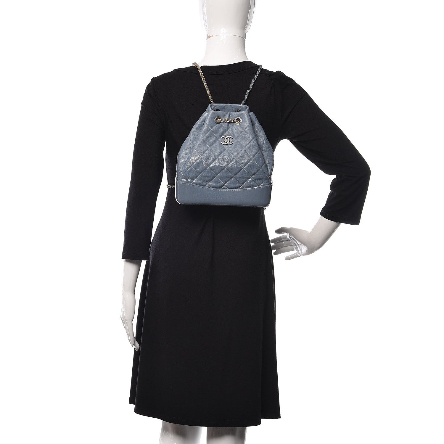 Chanel Patent Goatskin Quilted Small Gabrielle Backpack Blue 2 of 12