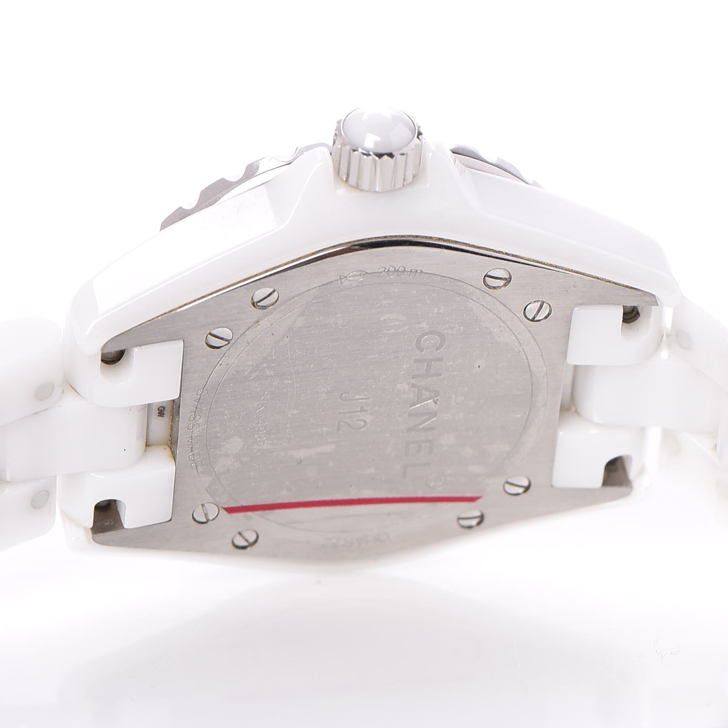 Chanel Stainless Steel Ceramic Diamond Pink Sapphire 33mm J12 Quartz Watch White 5 of 7