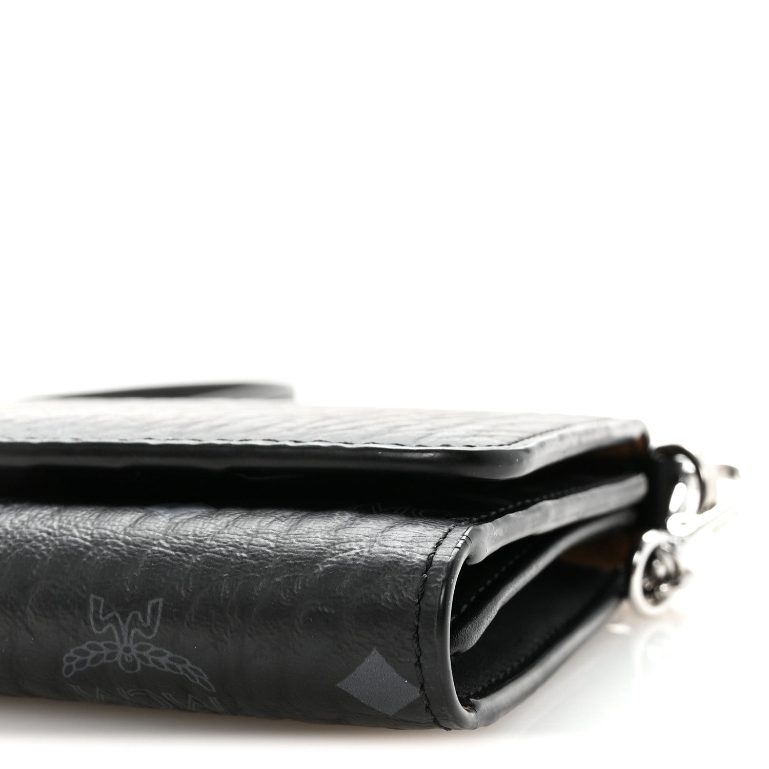 MCM Visetos Tri Fold Phone Wallet On Strap Black 9 of 10