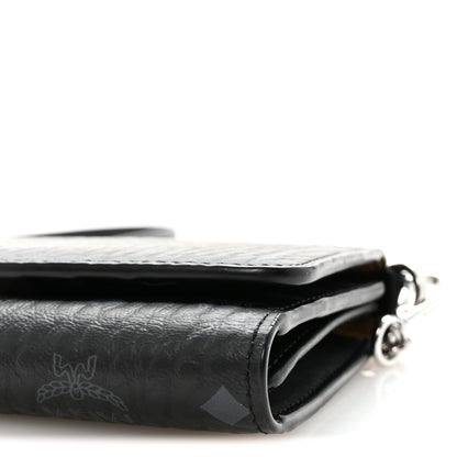 MCM Visetos Tri Fold Phone Wallet On Strap Black 9 of 10