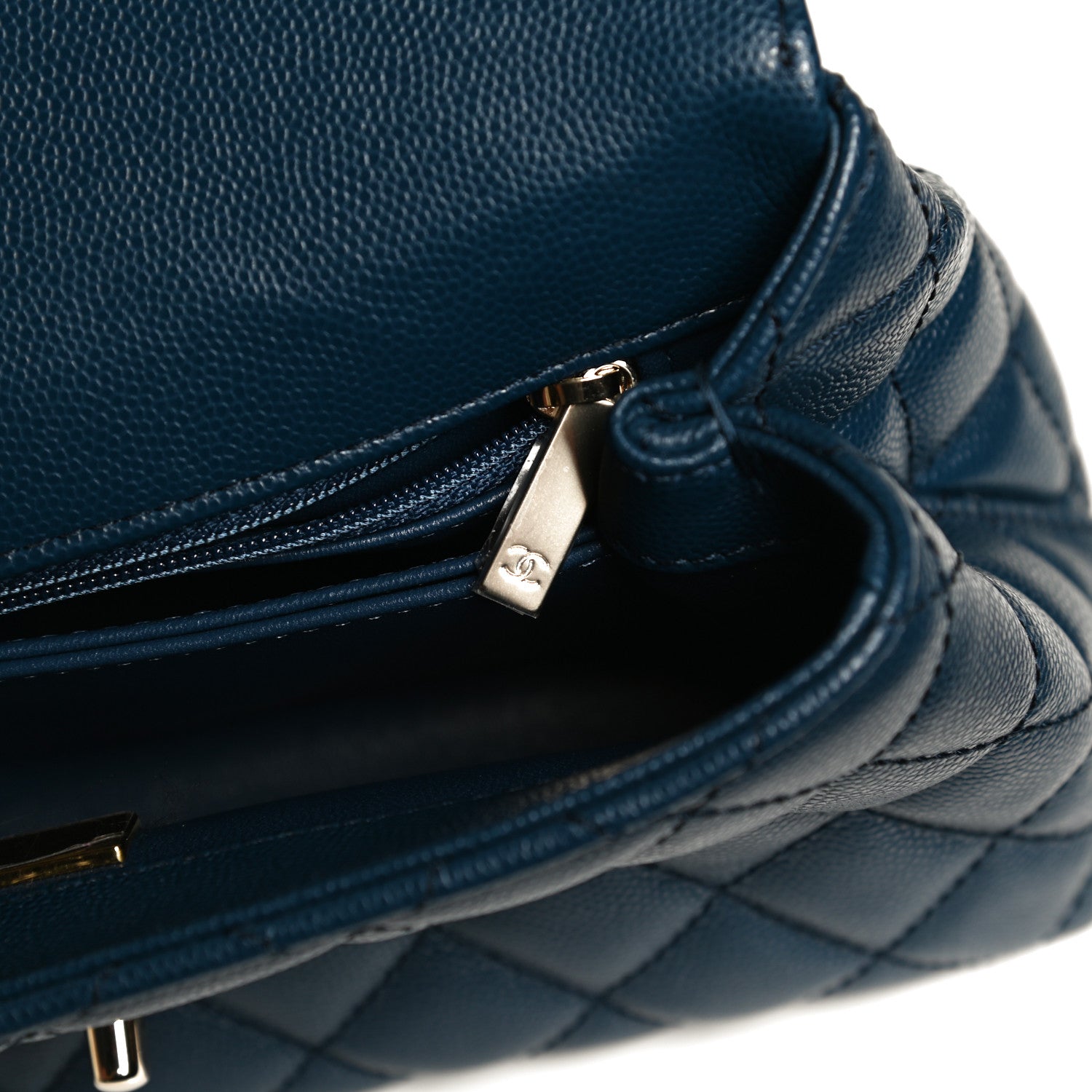 Chanel Caviar Quilted Lizard Embossed Mini Coco Handle Flap Navy Blue 8 of 14