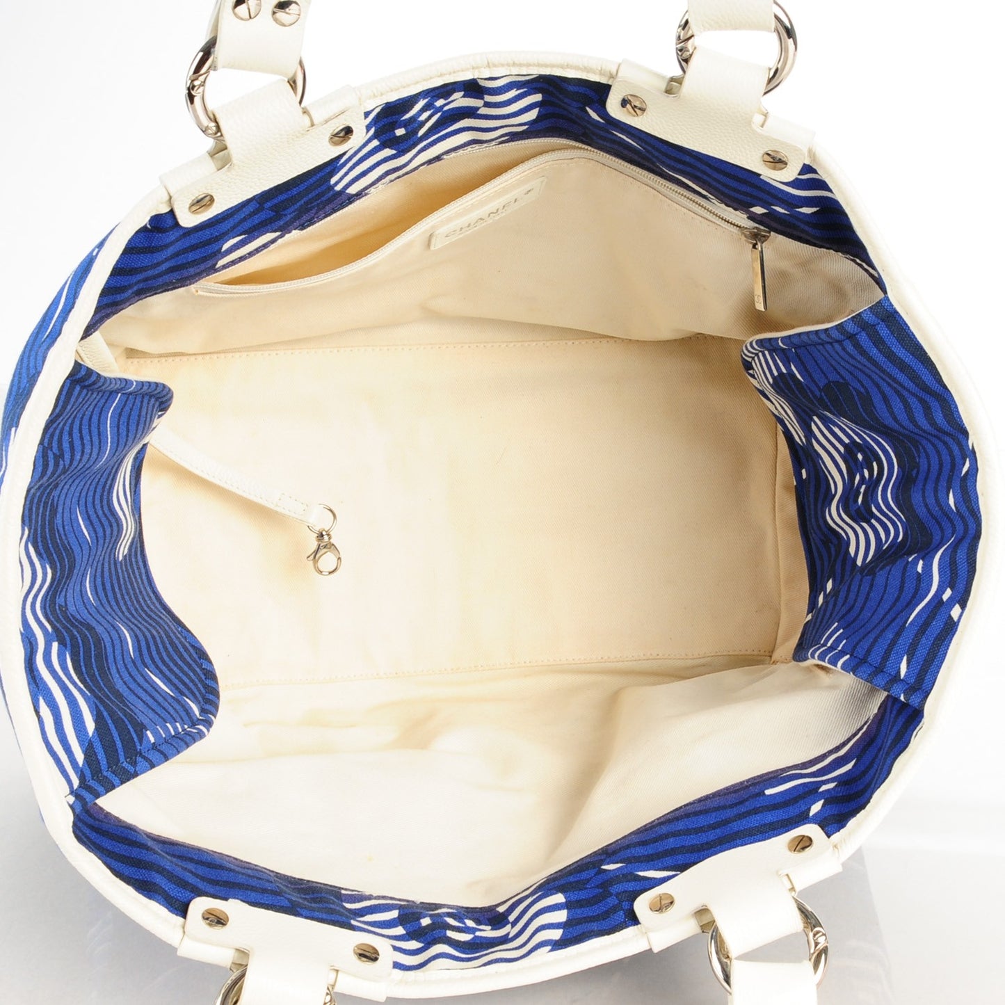 Canvas Camellia Flower Beach Tote Blue