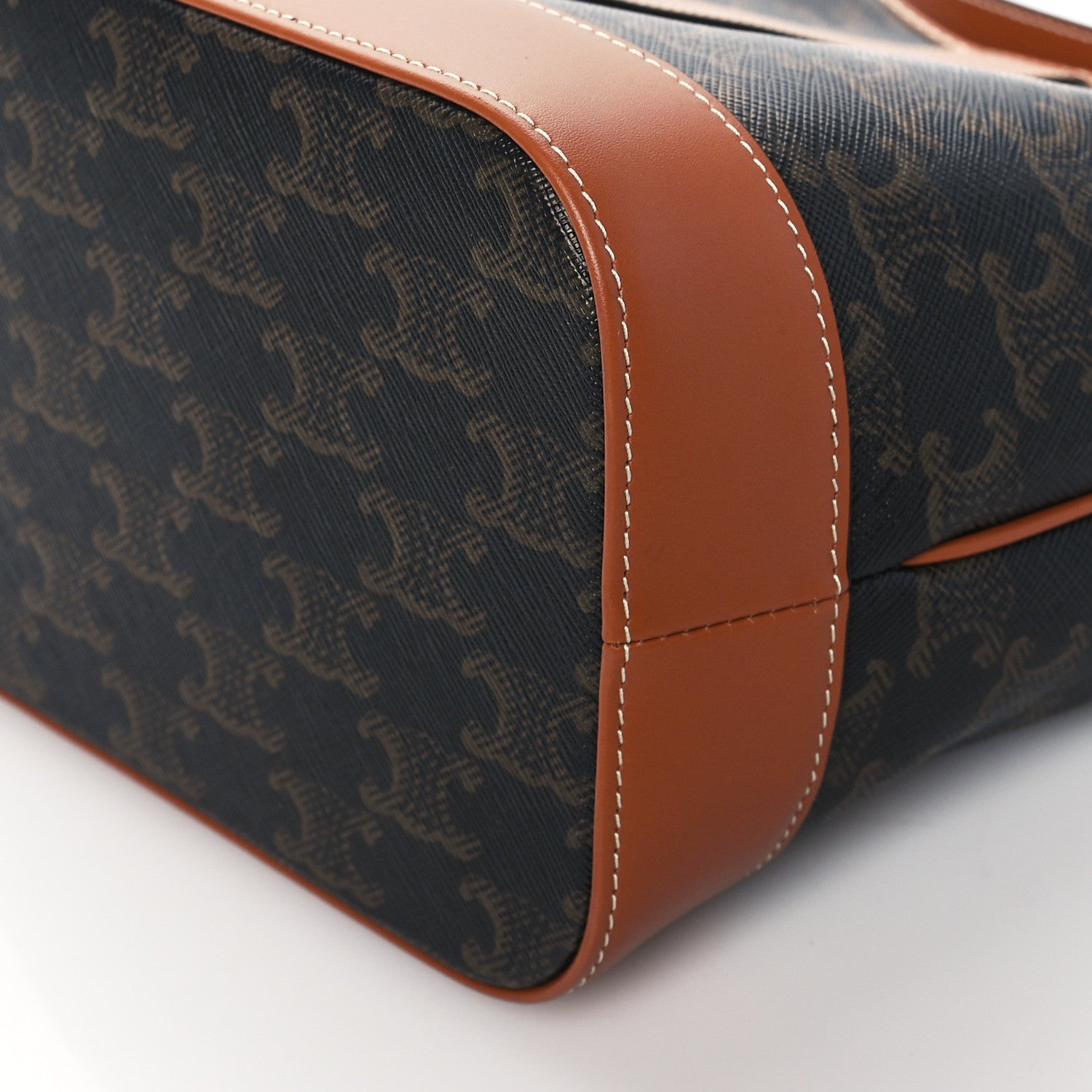 Celine Triomphe Canvas Calfskin Small Bucket Bag Tan 10 of 10