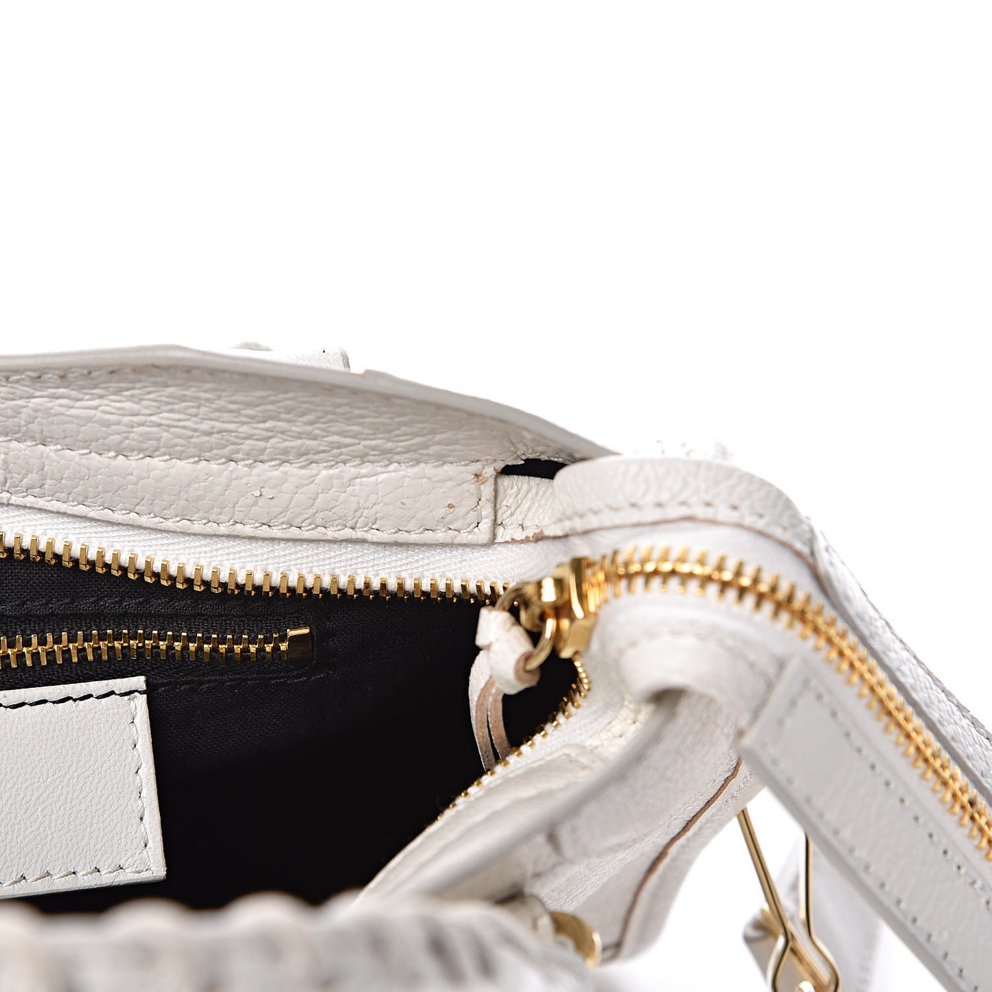 Chevre Gold Metallic Edge Hardware Mini City White