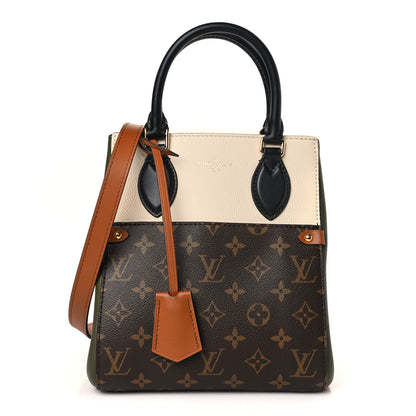 Louis Vuitton Calfskin Monogram Fold Tote PM Cream Khaki Black 1 of 8