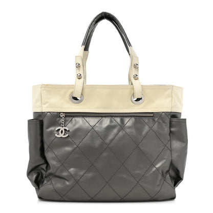 Chanel Coated Canvas Quilted Large Paris Biarritz Tote Silver 1 of 16