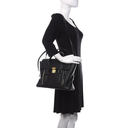 3.1 Phillip Lim 3.1 Textured Calfskin Medium Pashli Satchel Black 2 of 14