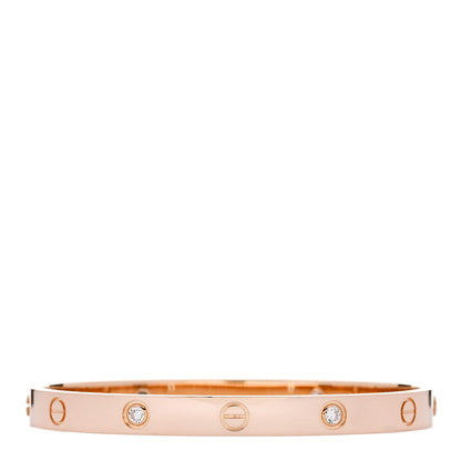 Cartier 18K Pink Gold 4 Diamond LOVE Bracelet 18 2 of 9
