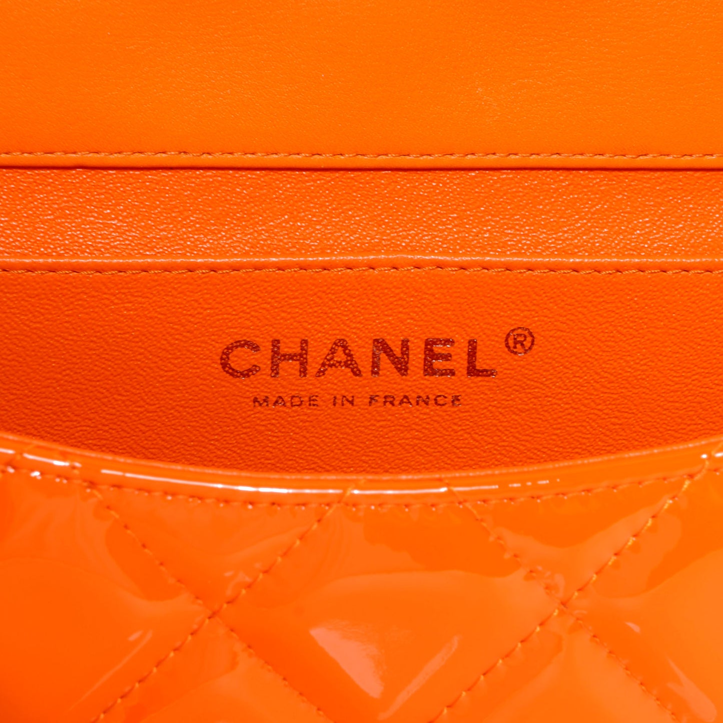 Patent Quilted Clutch Flap Orange