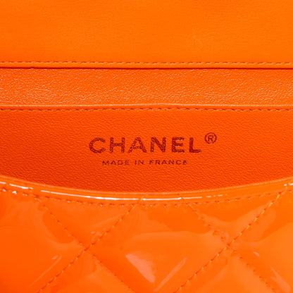 Chanel Patent Quilted Clutch Flap Orange 6 of 9