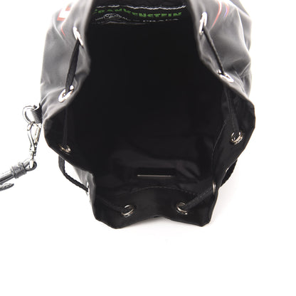 Prada X UNIVERSAL STUDIOS Tessuto Nylon Saffiano Frankenstein Heart Drawstring Wristlet Bucket Bag Fuxia 5 of 12