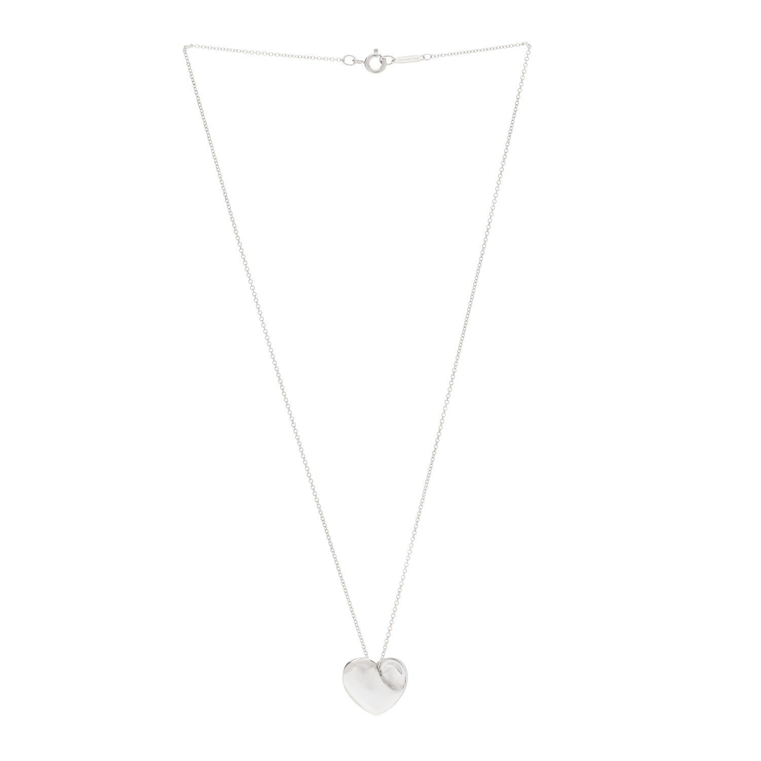 Tiffany Sterling Silver 14mm Elsa Perretti Full Heart Pendant Necklace 2 of 4