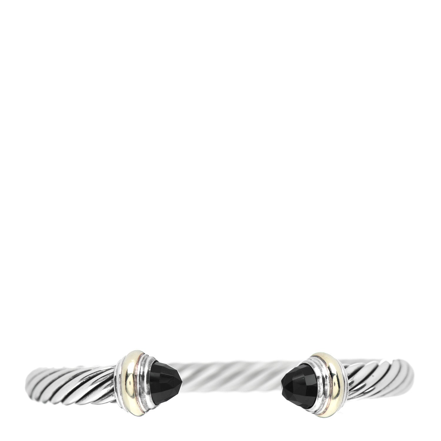 David Yurman Sterling Silver 14K Yellow Gold Black Onyx 7mm Cable Classics Bracelet 1 of 4