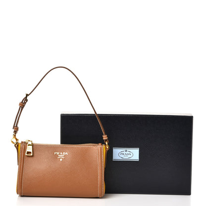 Prada Saffiano Colour Bi-Color Pochette Caramel Mimosa 10 of 10
